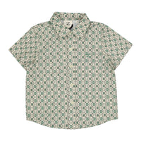 L by Ladida Green Geo Collar Stretch Shirt
