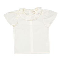 L by Ladida Cream Ruffle Collar Short Sleeve  Blouse
