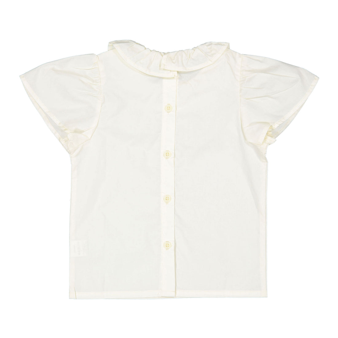L by Ladida Cream Ruffle Collar Short Sleeve  Blouse