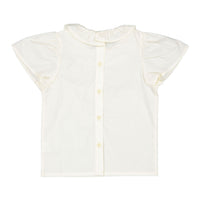 L by Ladida Cream Ruffle Collar Short Sleeve  Blouse