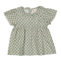 L by Ladida Green Geo Short Flutter Sleeve Blouse