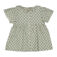 L by Ladida Green Geo Short Flutter Sleeve Blouse