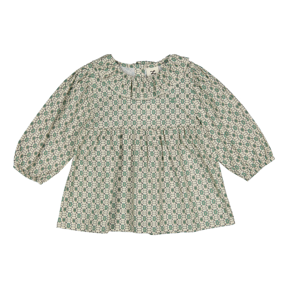 L by Ladida Green Geo 3/4 Bubble Sleeve Blouse