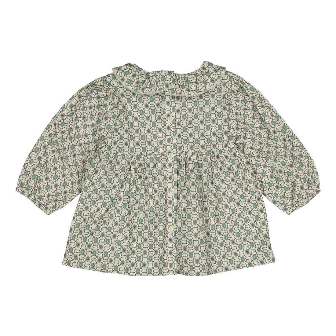 L by Ladida Green Geo 3/4 Bubble Sleeve Blouse