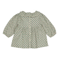 L by Ladida Green Geo 3/4 Bubble Sleeve Blouse
