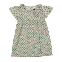 L by Ladida Green Geo Short Sleeve Flutter Dress