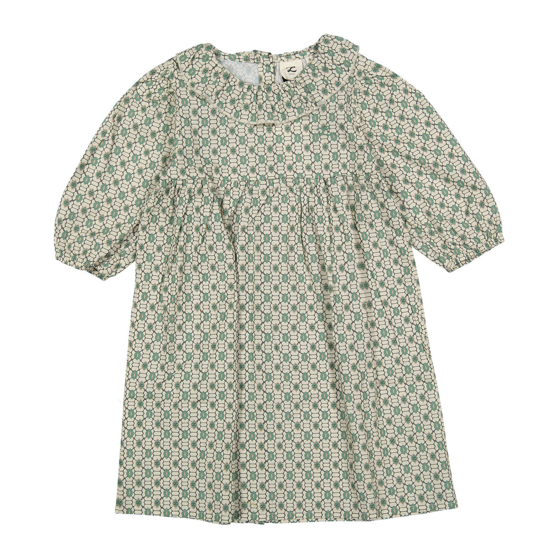 L by Ladida Green Geo 3/4 Bubble Sleeve Dress