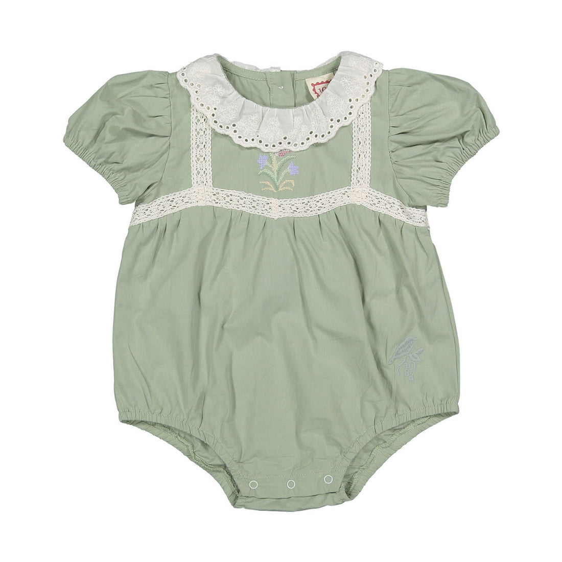 1984 Sage Rose Embroidered Romper