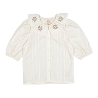 1984 Cream Floral Embroidered Floral 3/4 Blouse