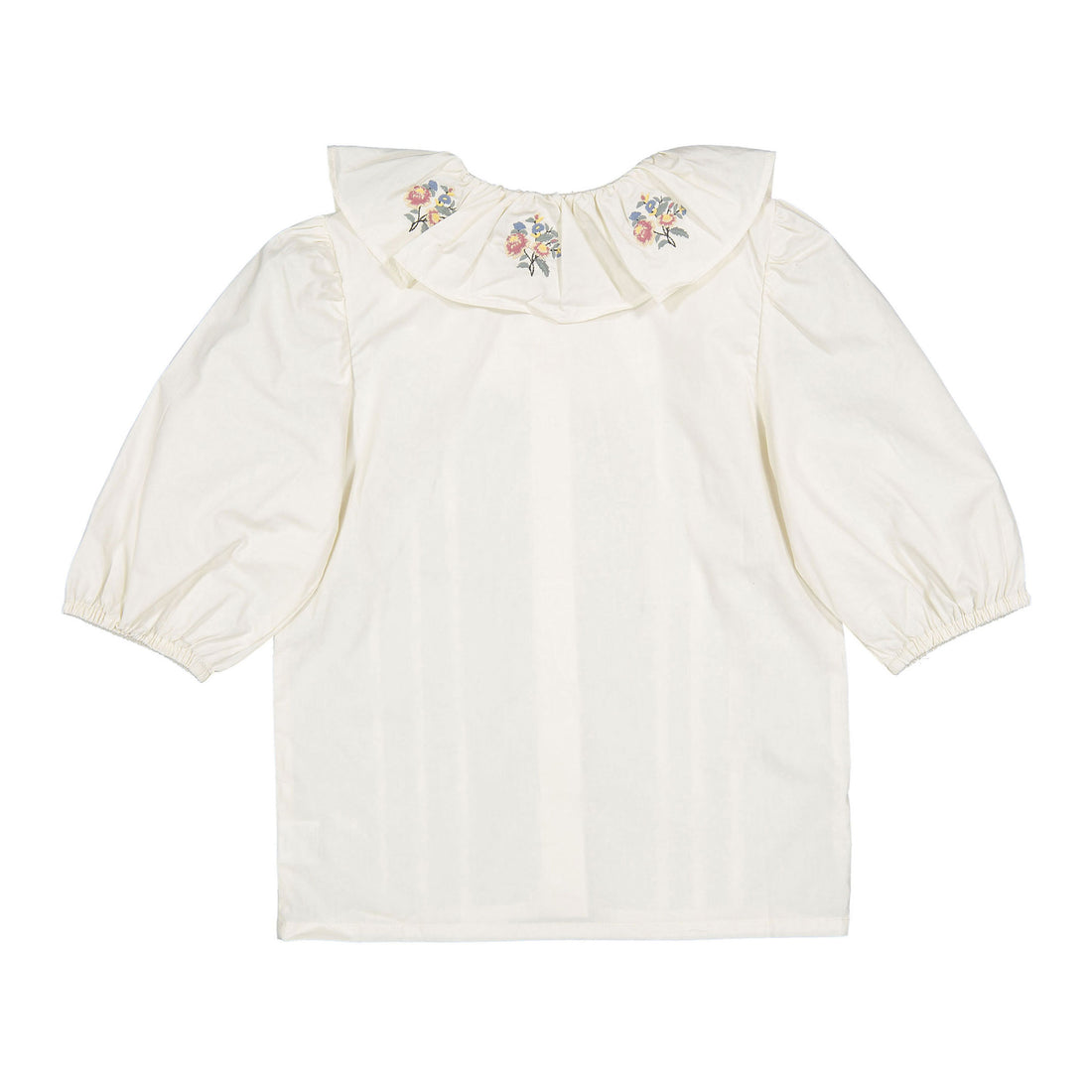 1984 Cream Floral Embroidered Floral 3/4 Blouse
