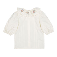 1984 Cream Floral Embroidered Floral 3/4 Blouse