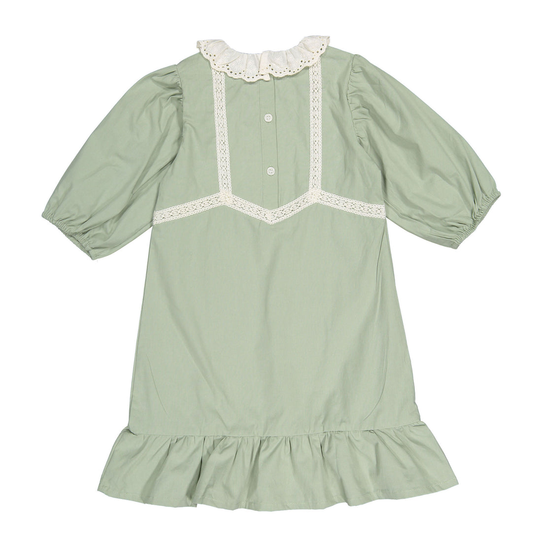 1984 Sage Rose Embroidered 3/4 Sleeve Dress