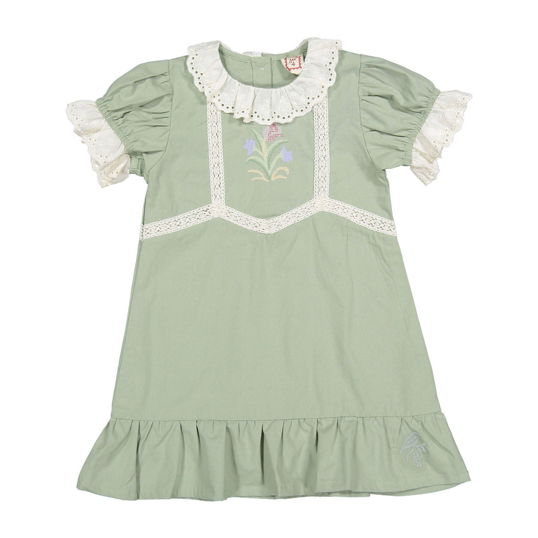 1984 Sage Rose Embroidered Dress