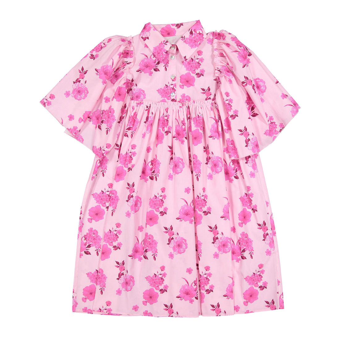 Christina Rohde Fuchsia Flutter Sleeve Dress