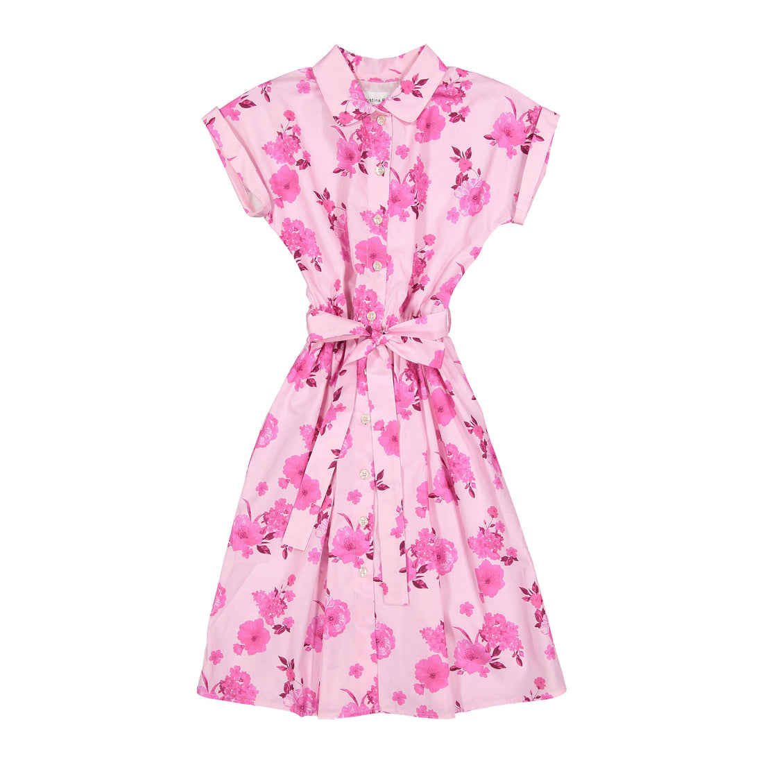 Christina Rohde Light Pink/Hot Pink Flutter Sleeve Dress