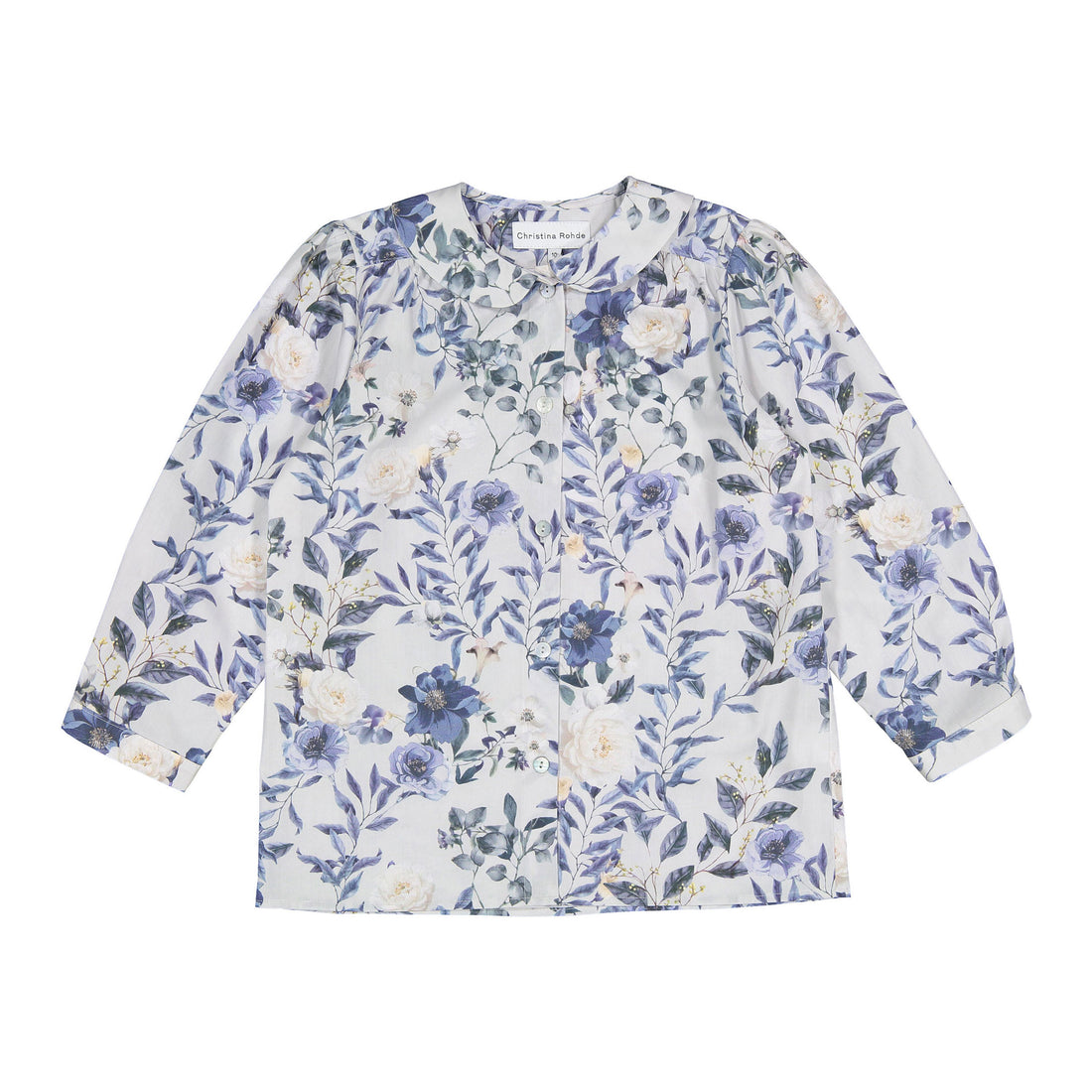 Christina Rohde White/Light Blue Floral Blouse