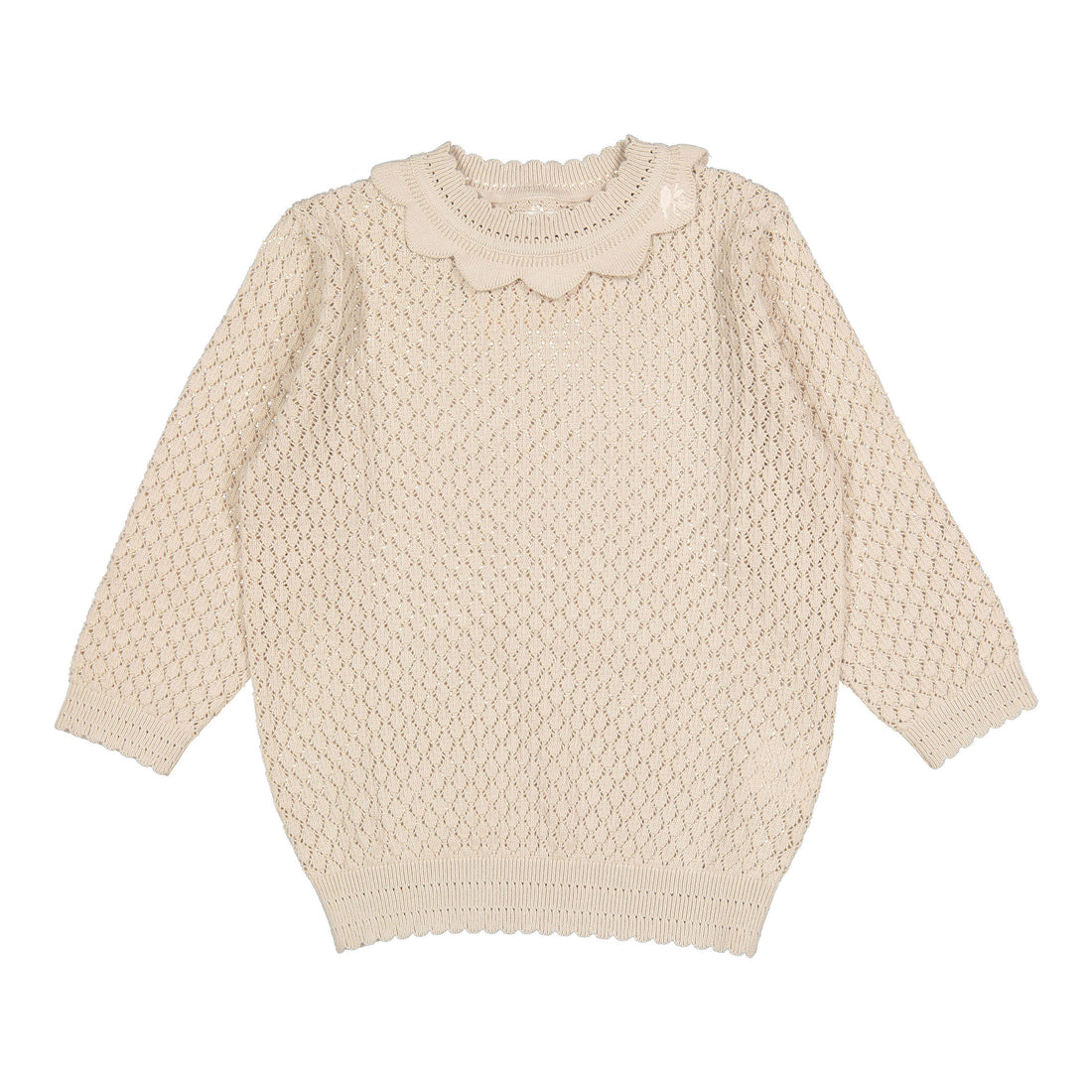 1984 Cream Pointelle 3/4 Sleeve Sweater