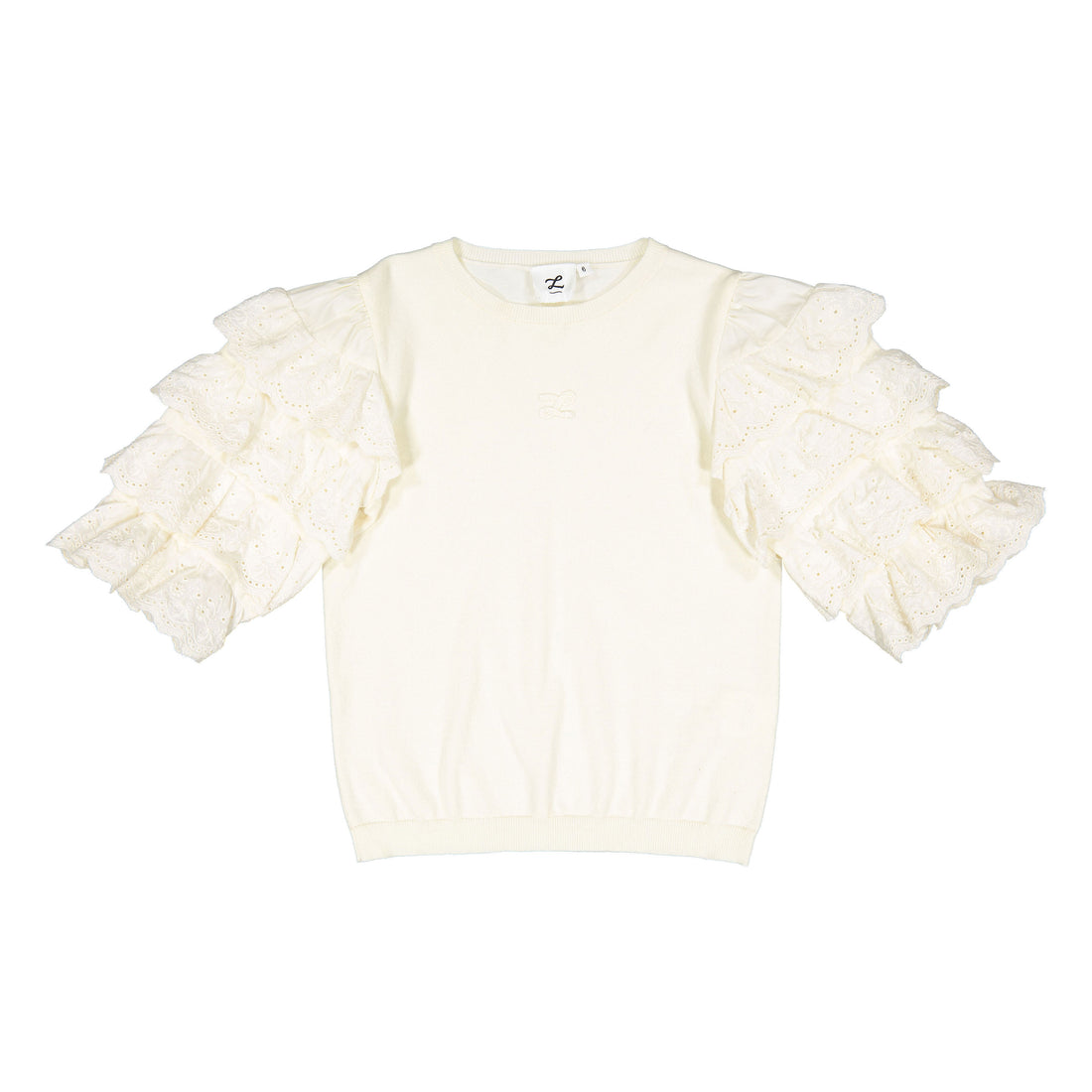 L by Ladida Cream Lace Puff 3/4 Sleeve Sweater