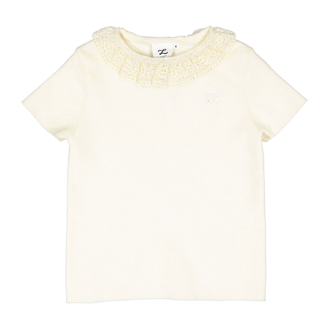 L by Ladida Cream Lace Short Sleeve Sweater