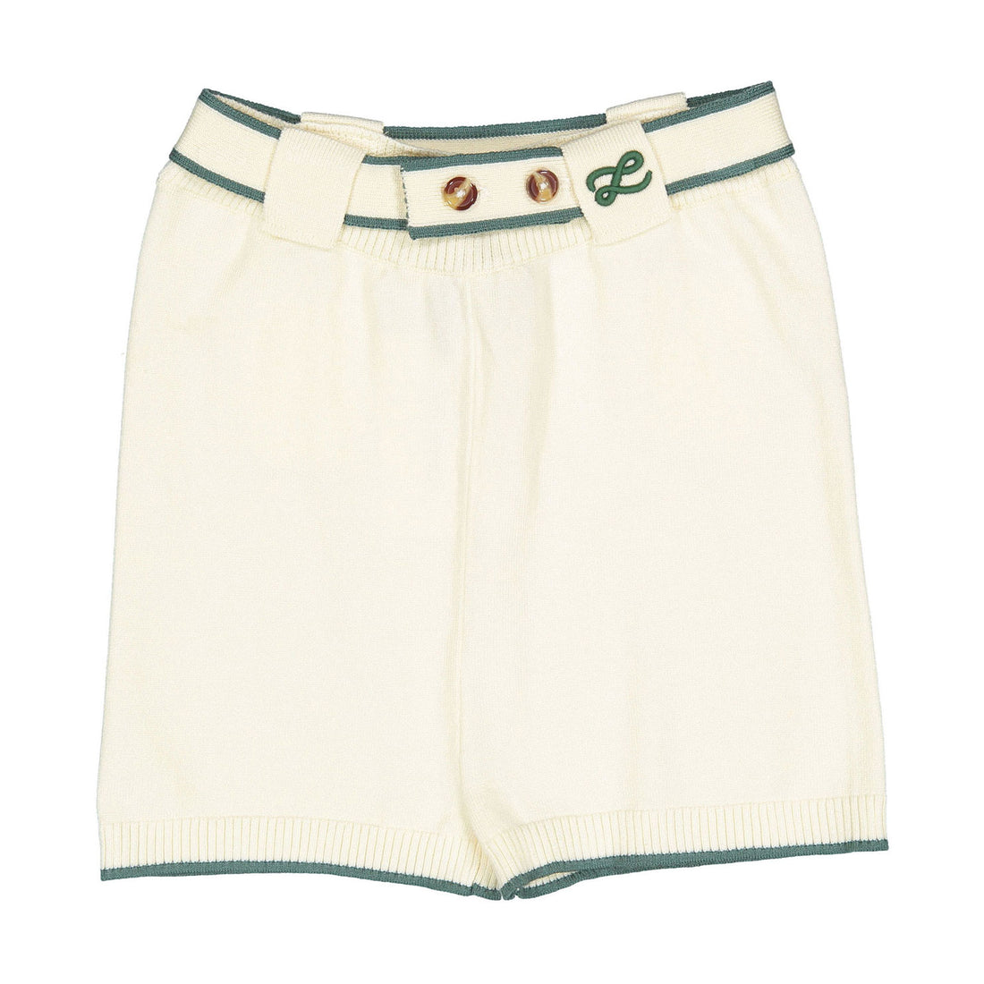L by Ladida Cream Piped Knit Shorts