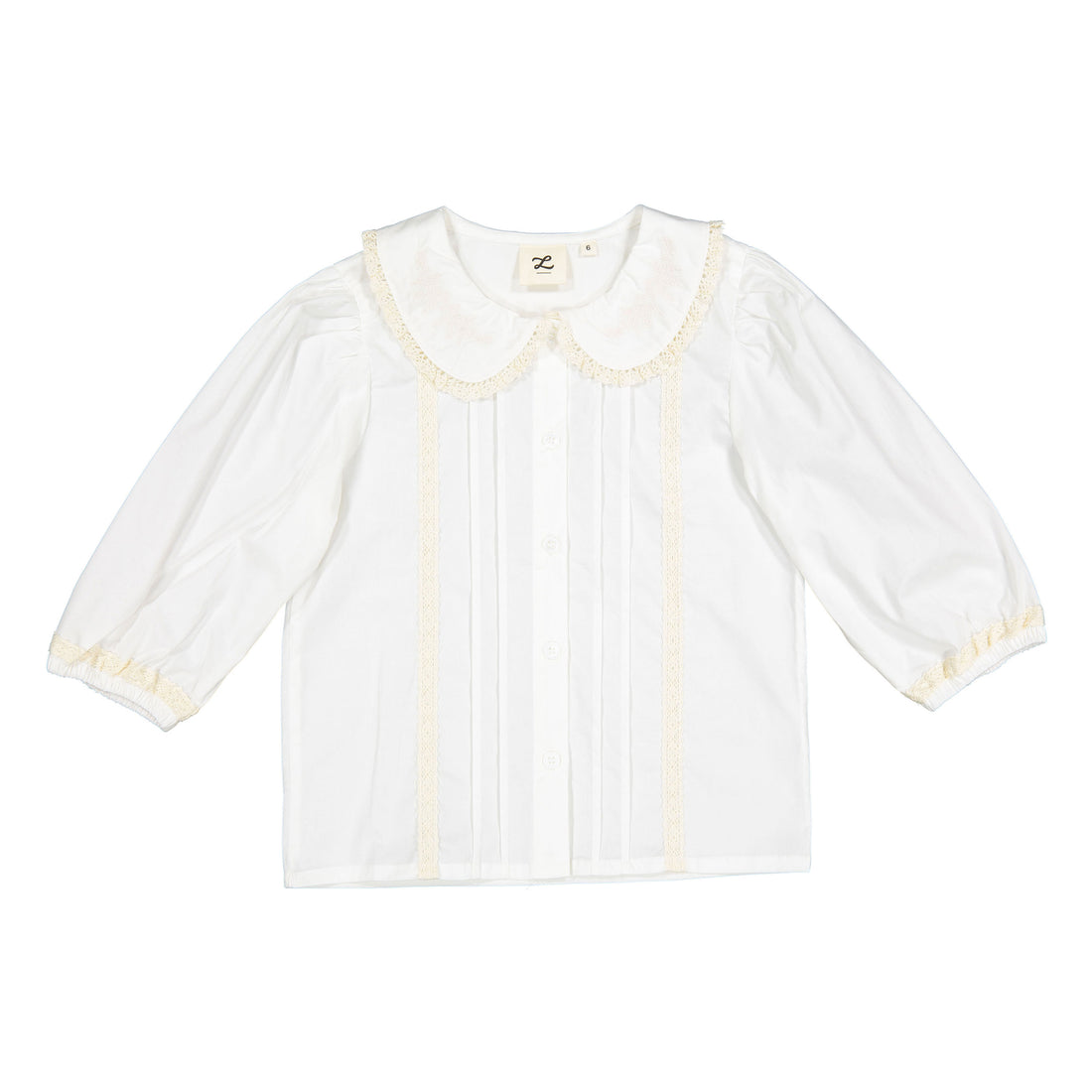 L by Ladida Cream 3/4 Sleeve Lace Blouse