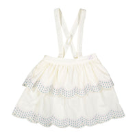 L by Ladida Cream Embriodered Overall Tiered Skirt