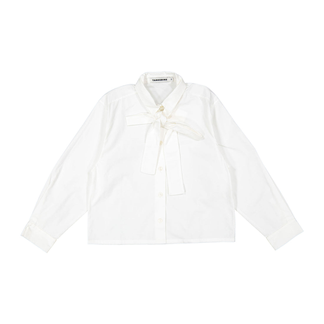 Tangerine White Poplin Tie Neck Shirt