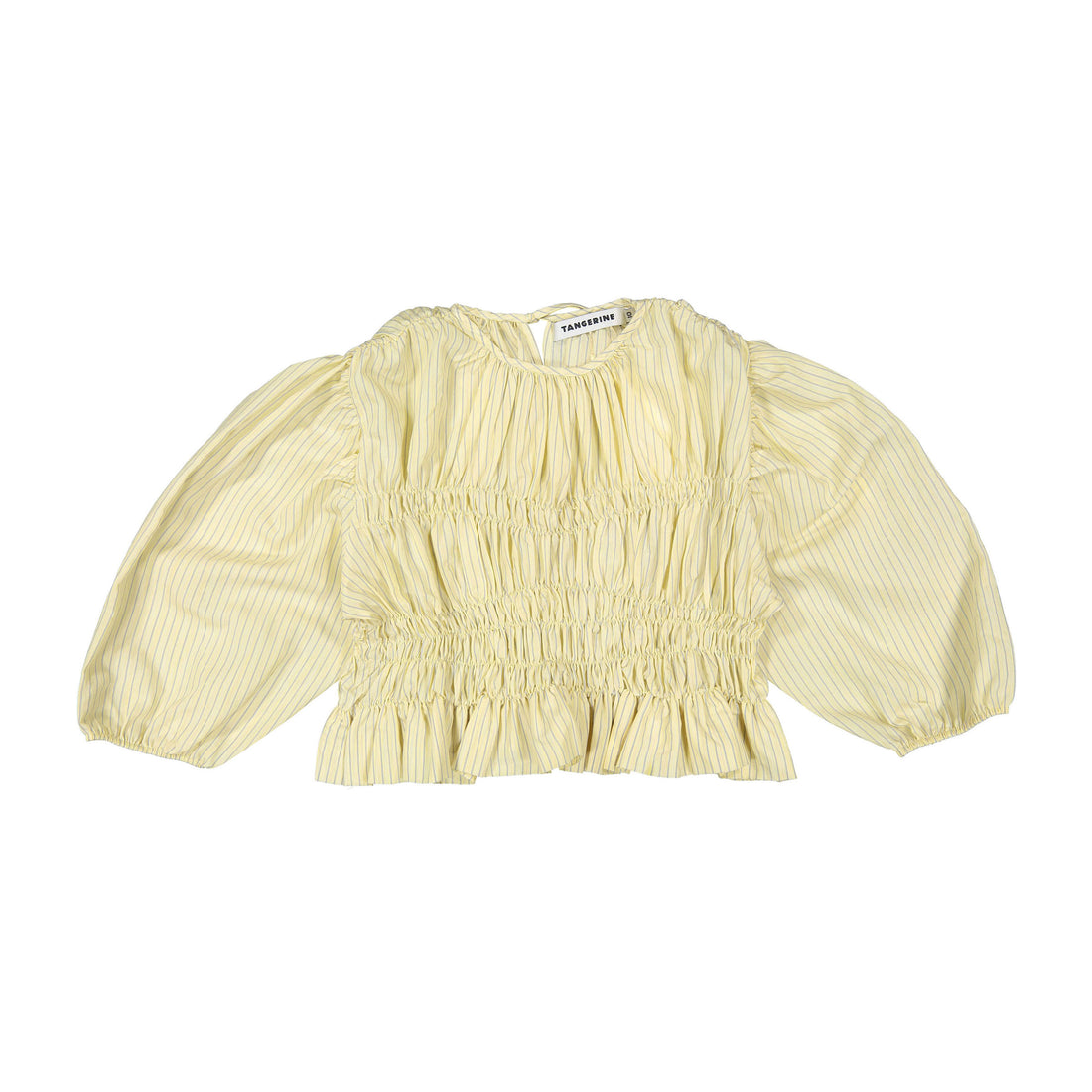 Tangerine Yellow Striped Smocked Sleeve Blouse