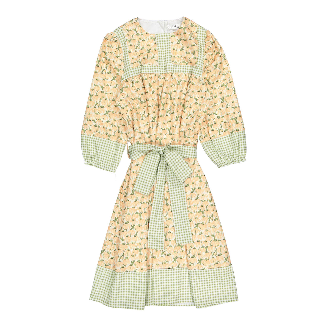 Darlin Peach Sunflower Gingham Dress