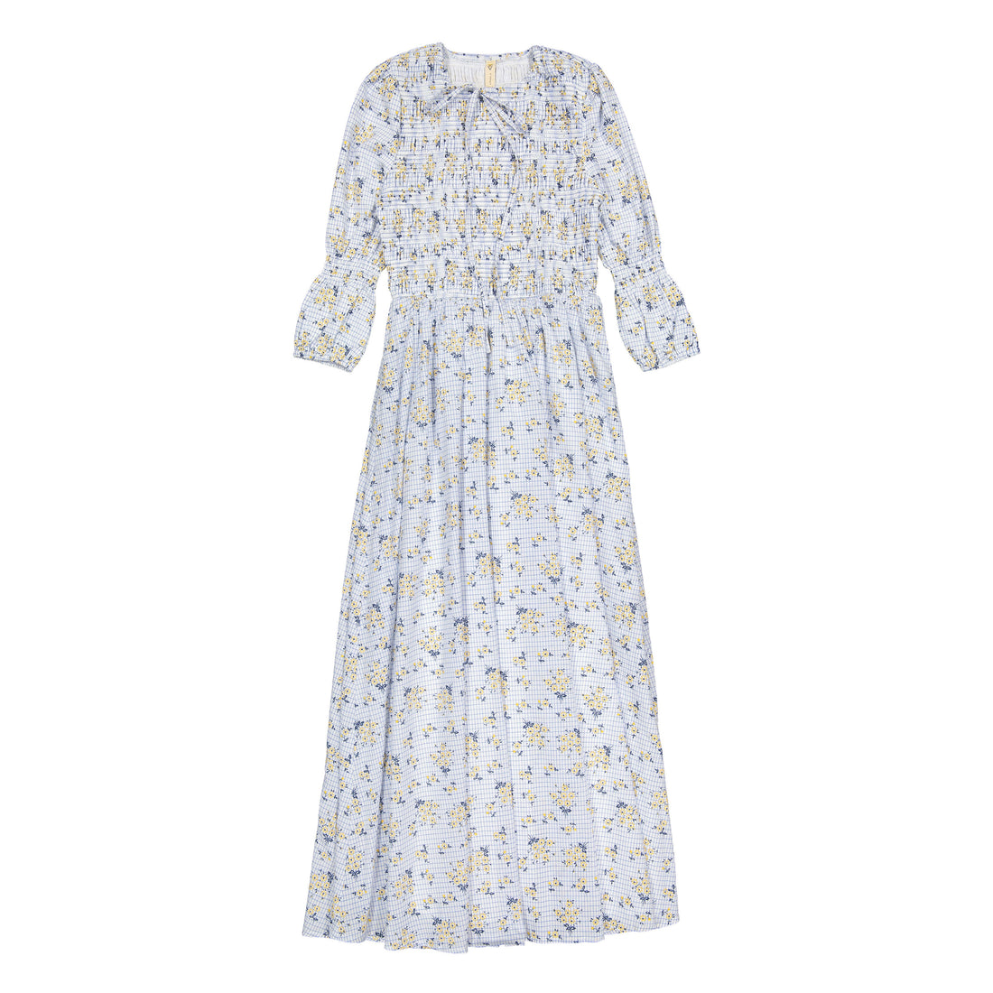 Ava and Lu Grid Floral Smocked Dress
