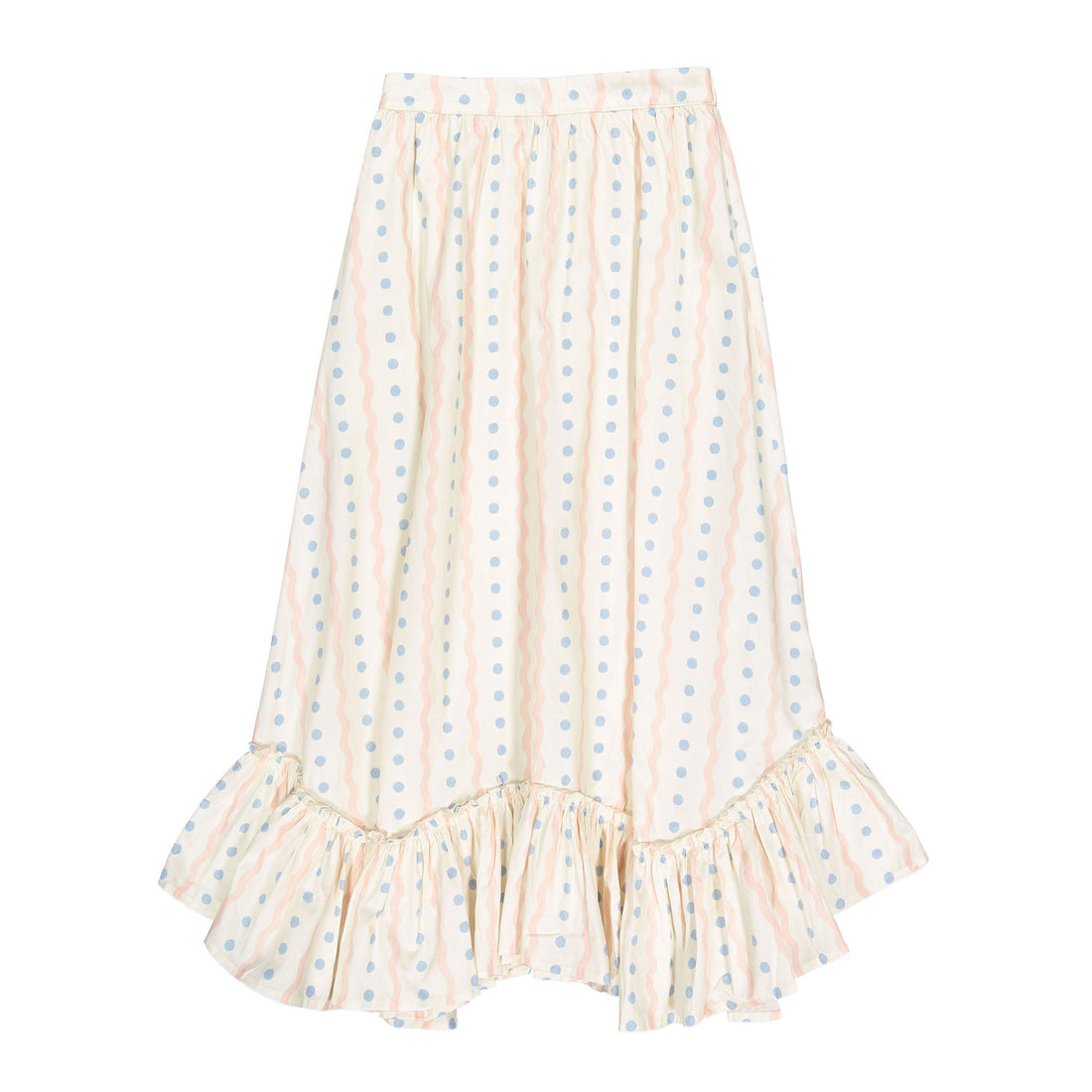 Ava and Lu Cream Polka Dot Striped Skirt