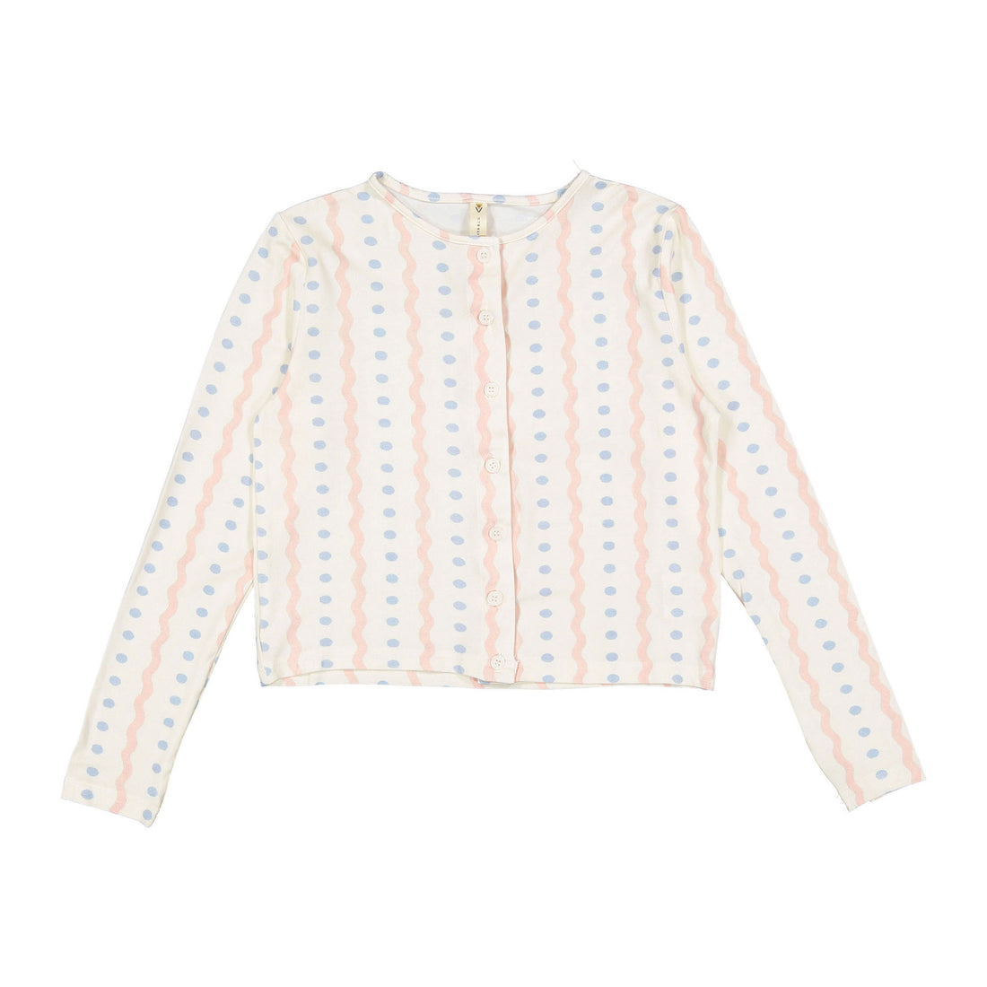 Ava and Lu Cream Polka Dot Striped T-Shirt Cardigan
