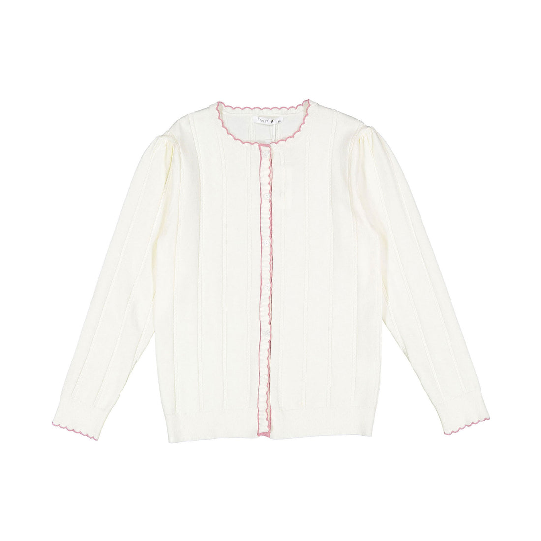 Darlin Mauve Trim Scallop Cardigan