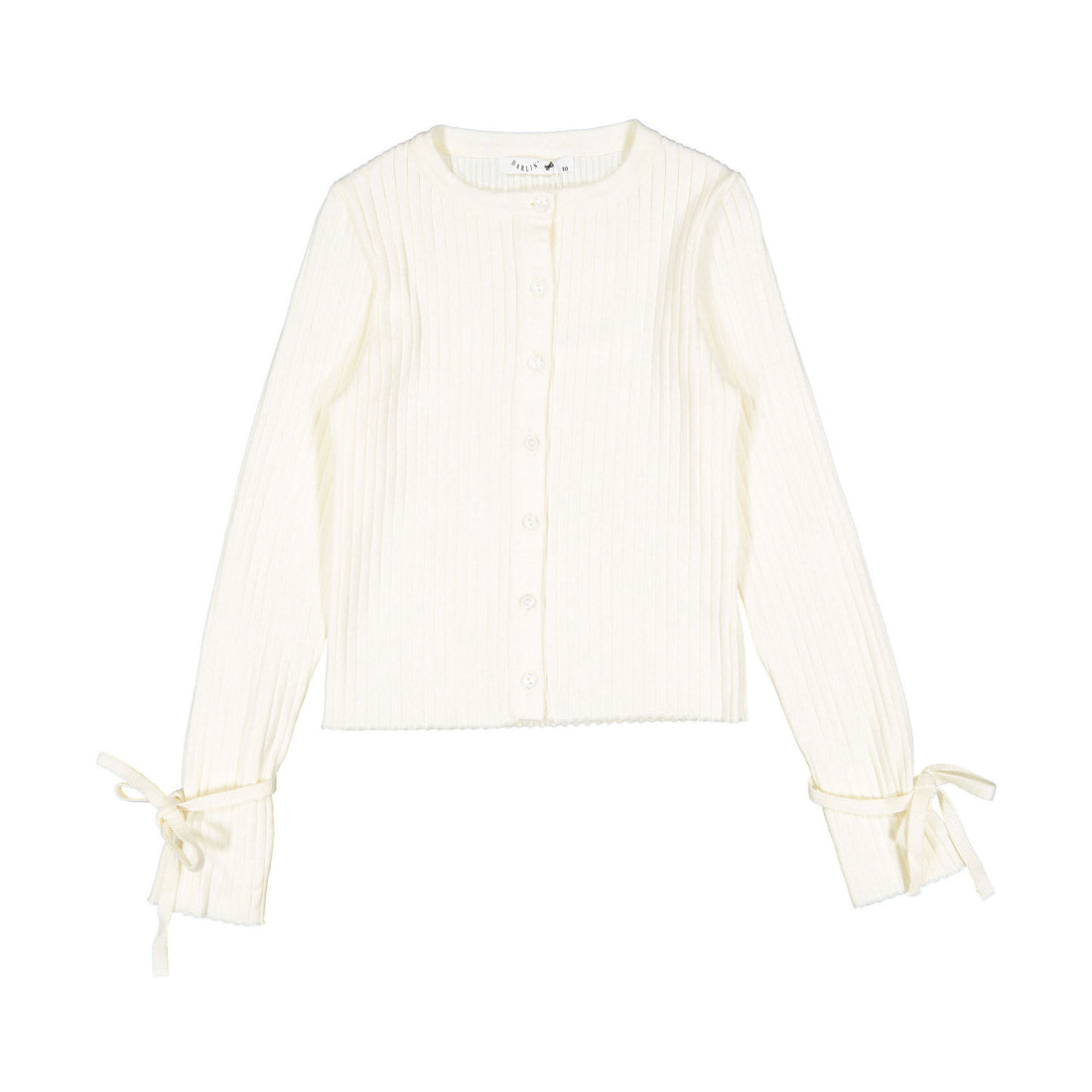 Darlin Cream Rib Knit Bow Cardigan