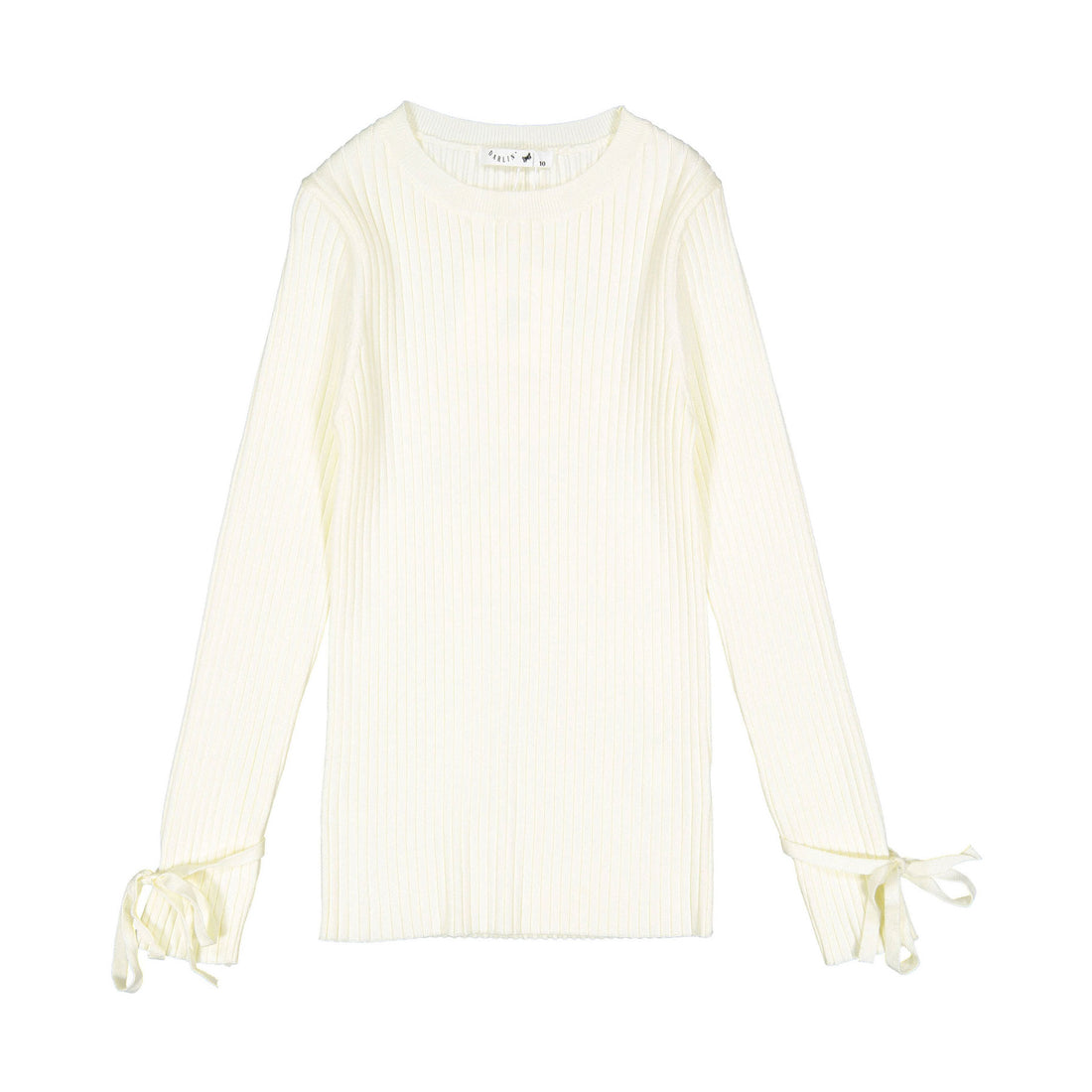 Darlin Cream Rib Knit Bow Sweater