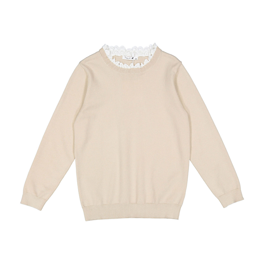 Darlin Sand Lace Neck Sweater
