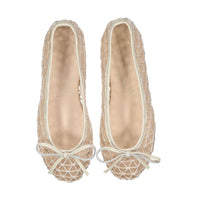 Papanatas Beige Crochet Ballet Flat