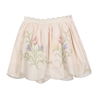 1984 Cream Rose Embroidred Scalloped Skirt
