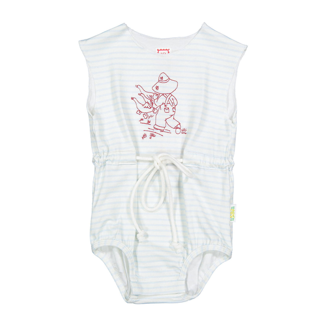 1984 Blue Striped Embroidered Romper