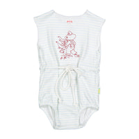 1984 Blue Striped Embroidered Romper