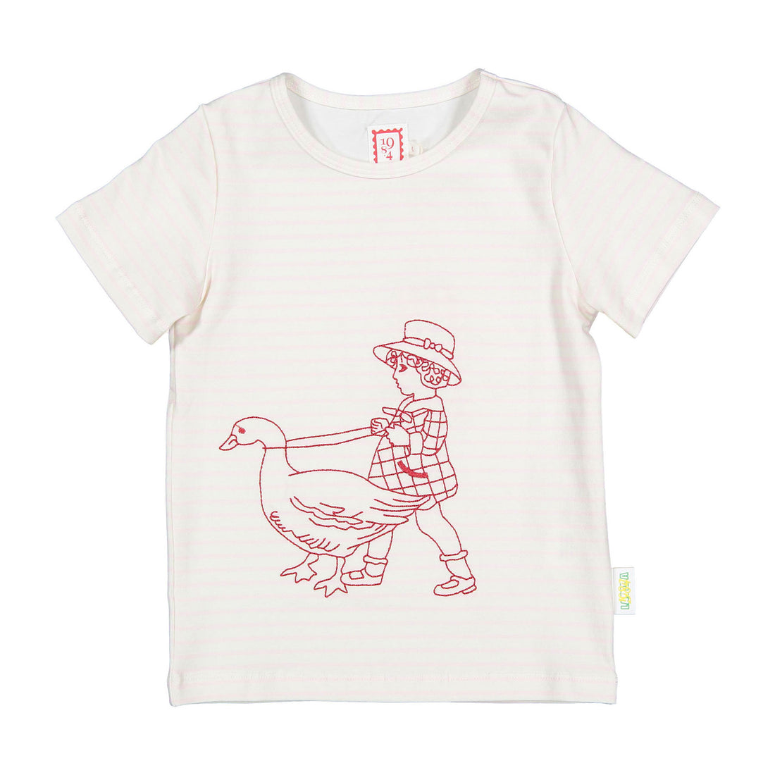 1984 Pink Striped Embroidered Tee