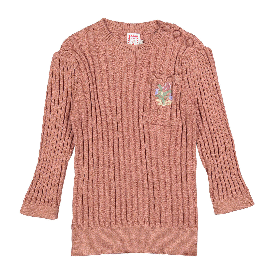 1984 Raspberry Cable 3/4 Sleeve Knit Sweater