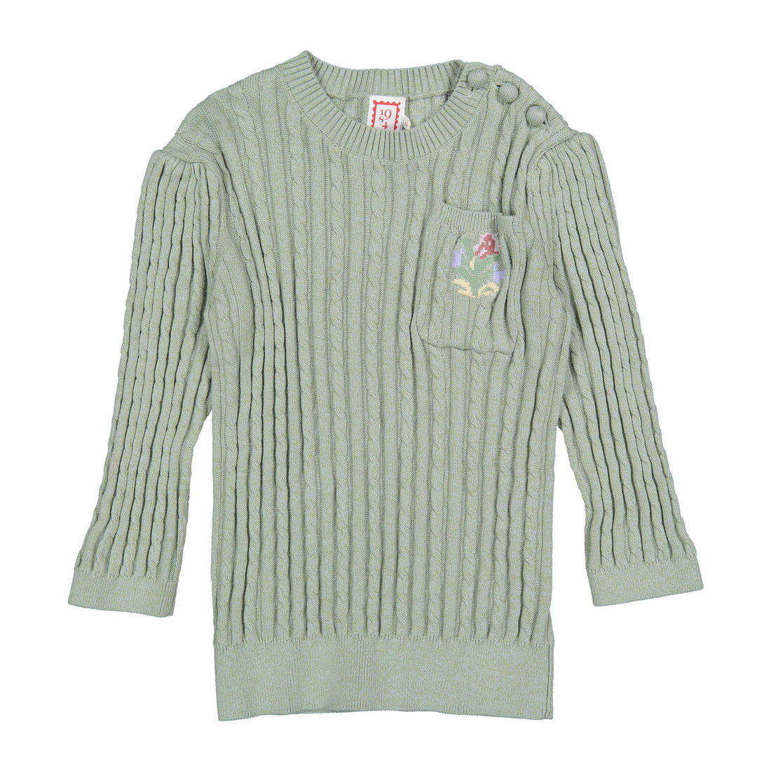 1984 Sage Cable Knit 3/4 Sweater