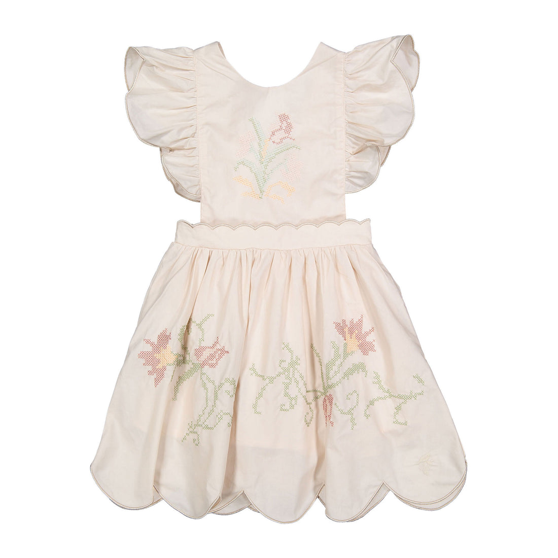1984 Cream Rose Embroidred Scalloped Jumper