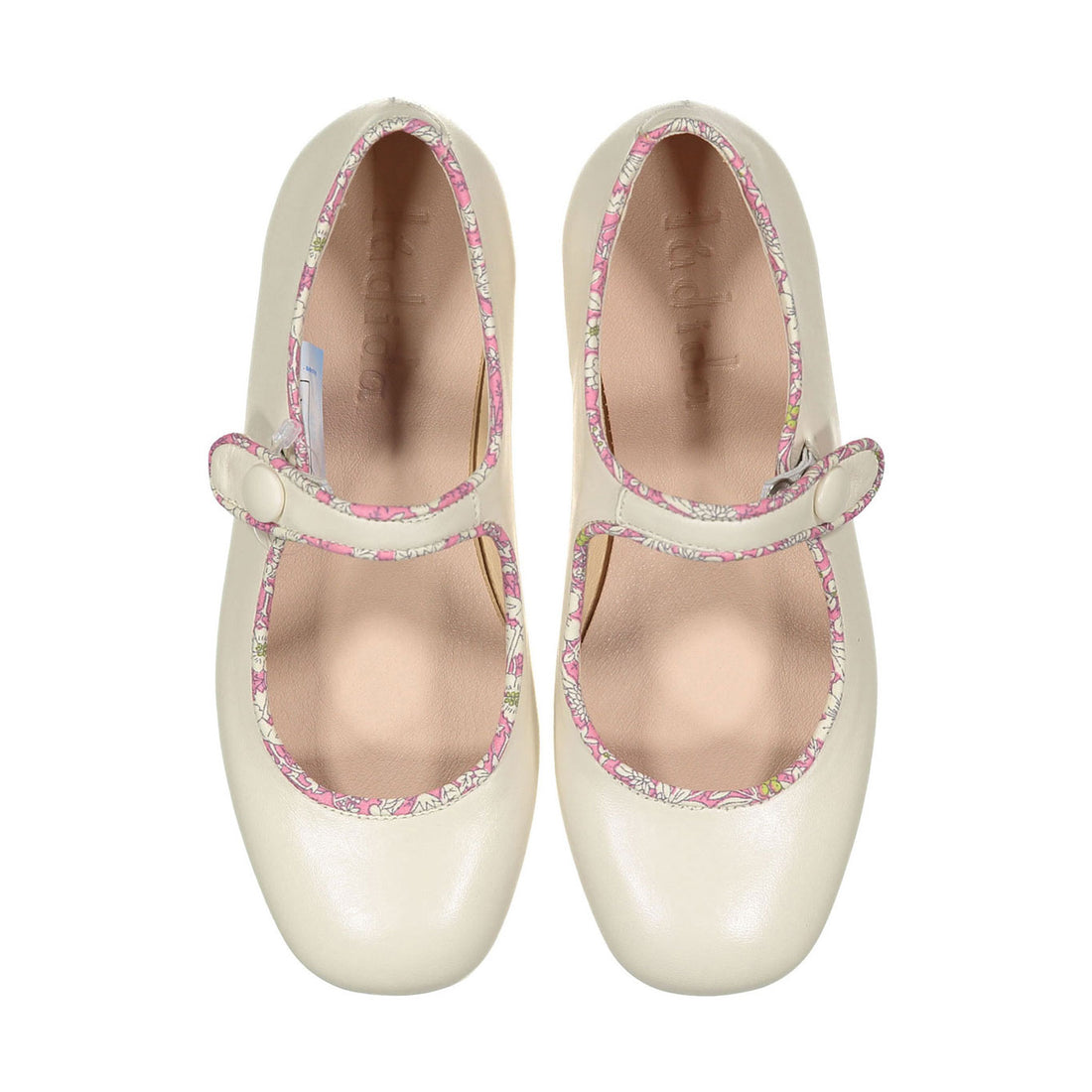 Ladida Shoes Cream Floral Trim Mary Jane