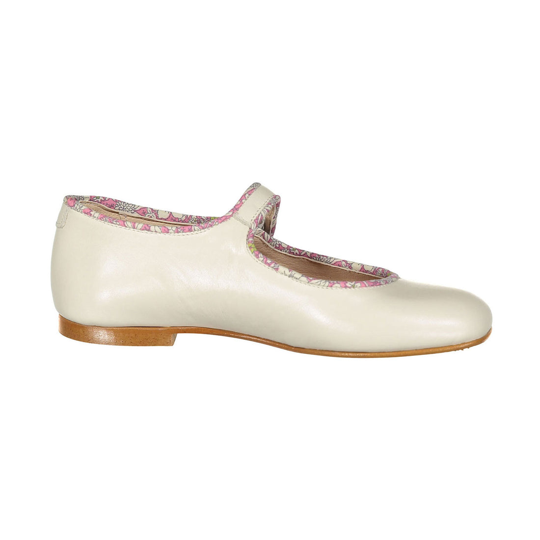 Ladida Shoes Cream Floral Trim Mary Jane