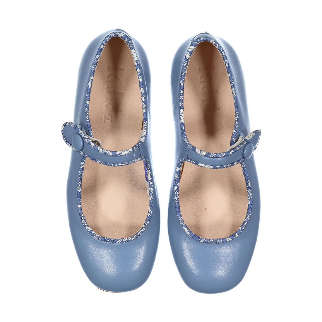 Ladida Shoes Blue  Floral Trim Mary Jane