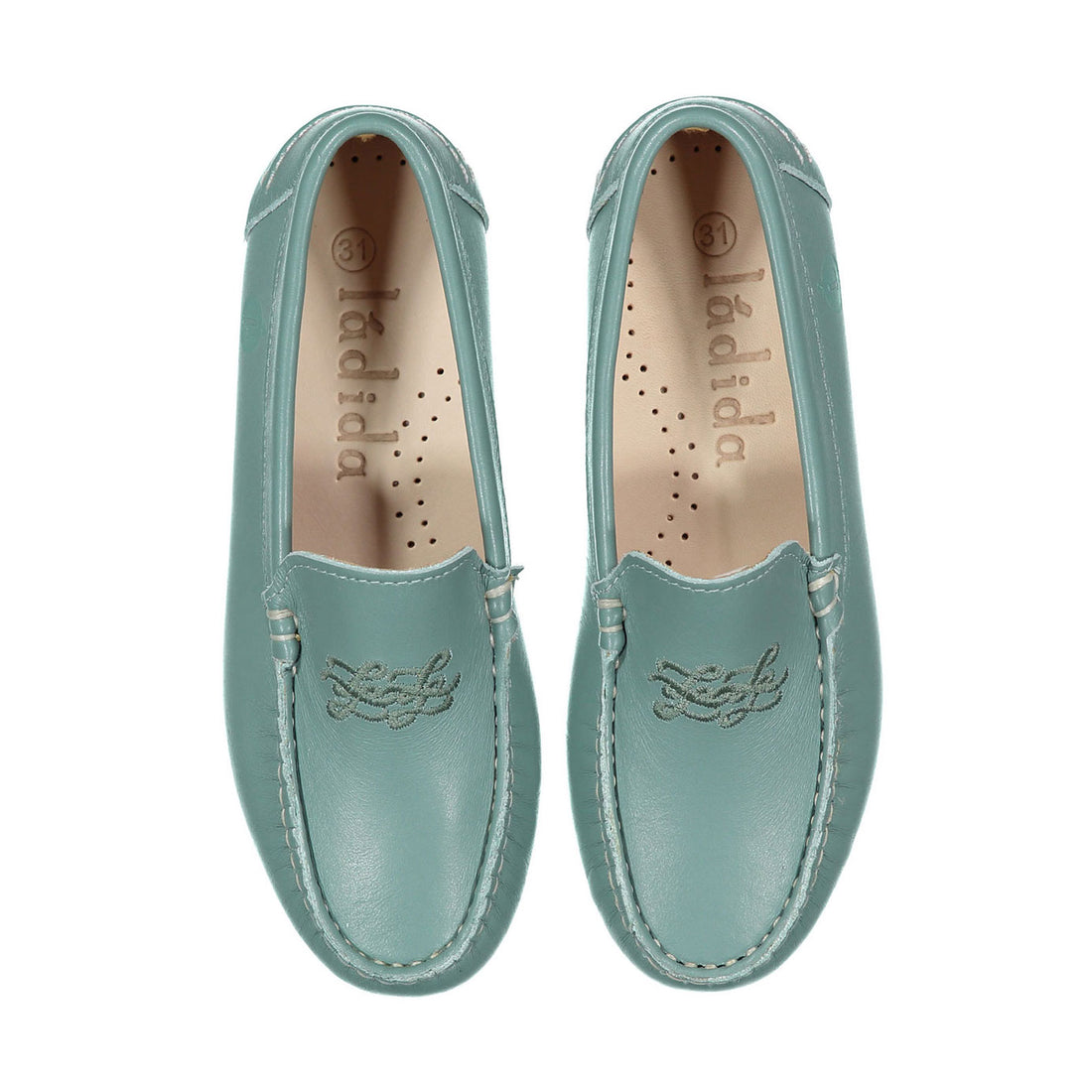Ladida Shoes Teal Logo Embroidered Loafer