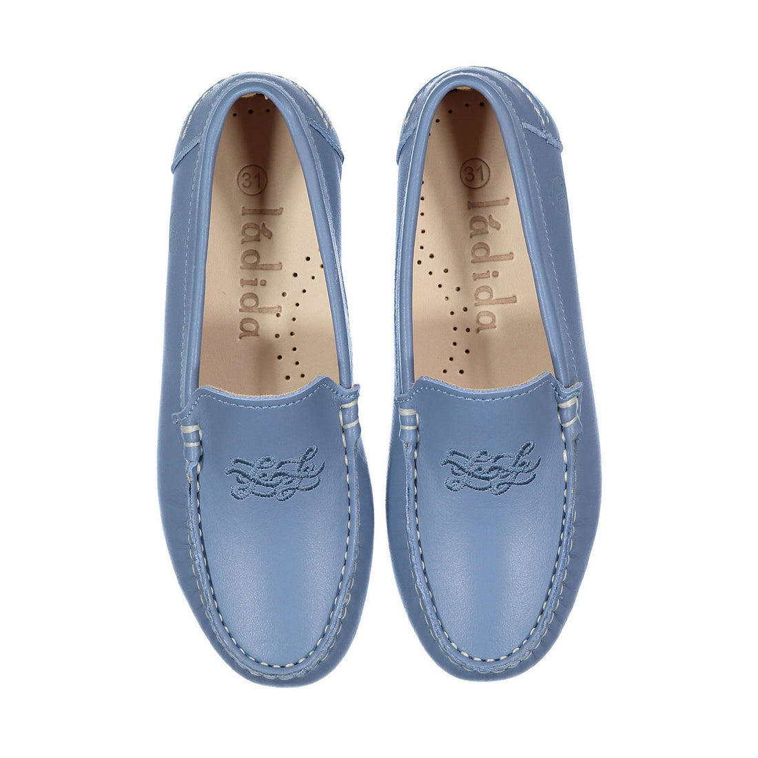 Ladida Shoes Blue Logo Embroidered Loafer