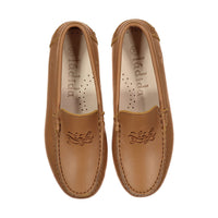 Ladida Shoes Luggage Brown Logo Embroidered Loafer